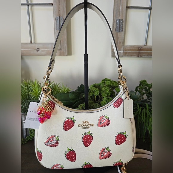 NWT Coach Teri Strawberry Print HOBO With Matching Wristlet And Unbranded Charm - Picture 8 of 16